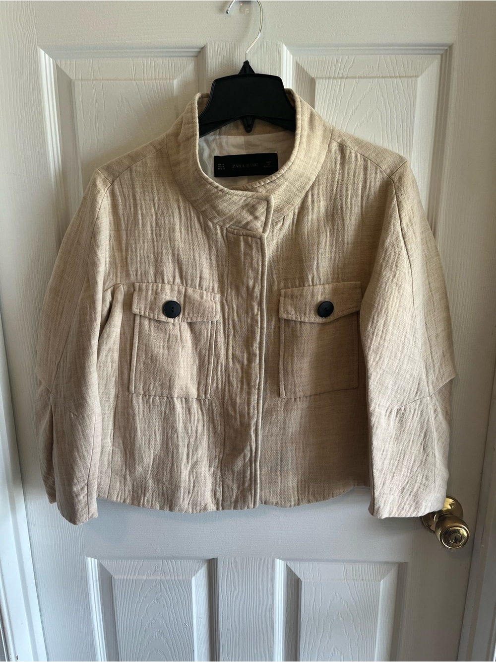 GUC ZARA Women’s Cream Cropped Textured Jacket size M